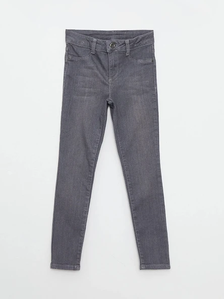 LCW Kids Gri Slim Fit Kız Çocuk Jean Pantolon ürün görseli 1