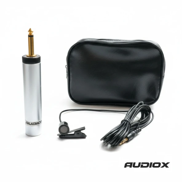 AUDIOX Yaka Mikrofonu 6.3 mm Jak Girişli - Klipsli Lavalier Mikrofon (Mikser/Amfi/Karaoke Uyumlu) - Çantalı Set ürün görseli 1