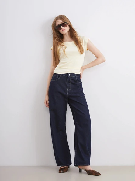 XSIDE İndigo Baggy Fit Kadın Jean Pantolon ürün görseli 1