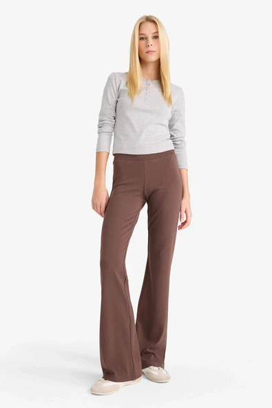 Defacto E0628AXBN539 Kahve Coool Flare Fit Ribana Pantolon ürün görseli 1