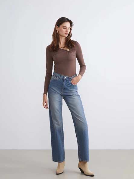 LCW Jeans Indigo Straight Fit Kadın Jean Pantolon ürün görseli 1