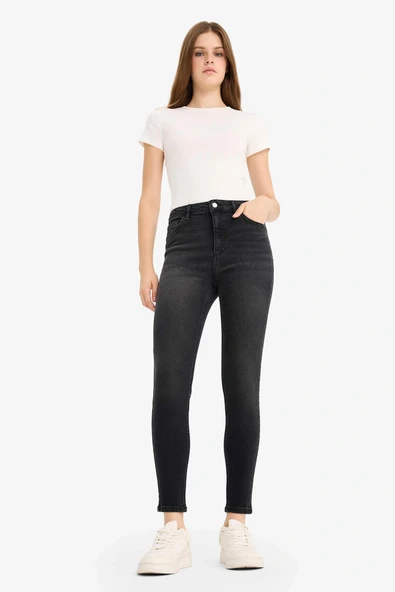 Defacto E9820AXNM40 Siyah Skinny Fit Yüksek Bel Bilek Boy Jean Pantolon ürün görseli 1