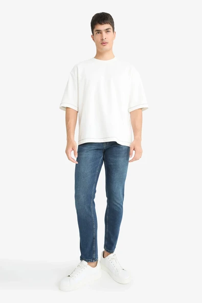 Defacto G2235AXNM34 Mavi Pedro Slim Fit Dar Kalıp Normal Bel Dar Paça Jean Pantolon ürün görseli 1