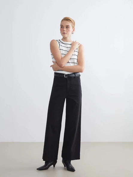 LCW Modest Siyah Wideleg Kadın Jean Pantolon ürün görseli 1
