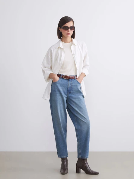 LCW Jeans Indigo Barrel Fit Kadın Jean Pantolon ürün görseli 1