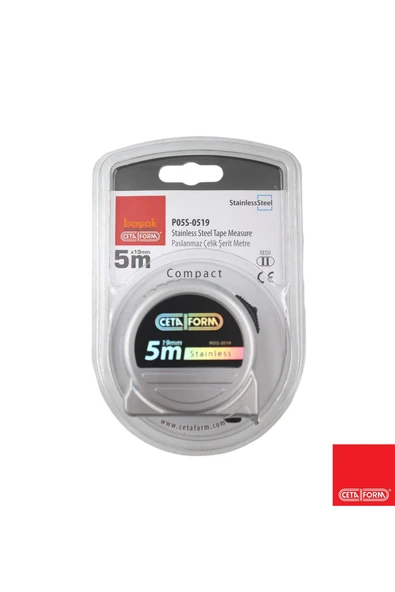 Compact 5 Metre Şerit Metre (PASLANMAZ ÇELİK) P05s-0519 - Resim 3