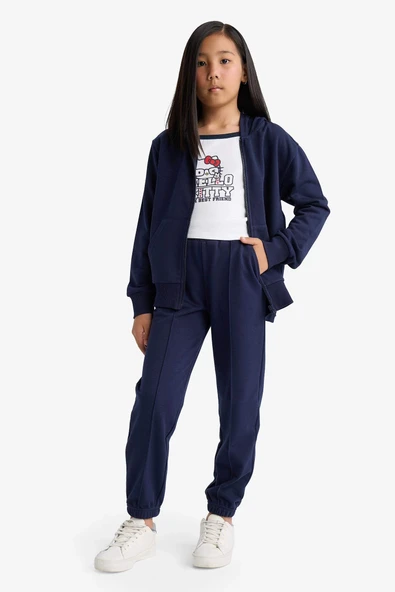 Defacto X9036 Lacivert Kız Çocuk Beli Lastikli Basic Düz Okul Jogger Eşofman Altı ürün görseli 1