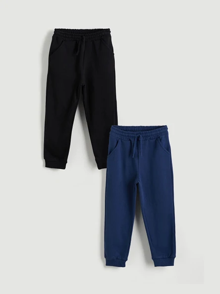 LCW Kids Indigo Beli Lastikli Erkek Çocuk Jogger Eşofman Altı 2'li ürün görseli 1
