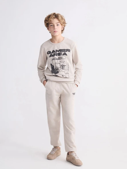 LCW Kids Bej Beli Lastikli Erkek Çocuk Jogger Eşofman Altı ürün görseli 1