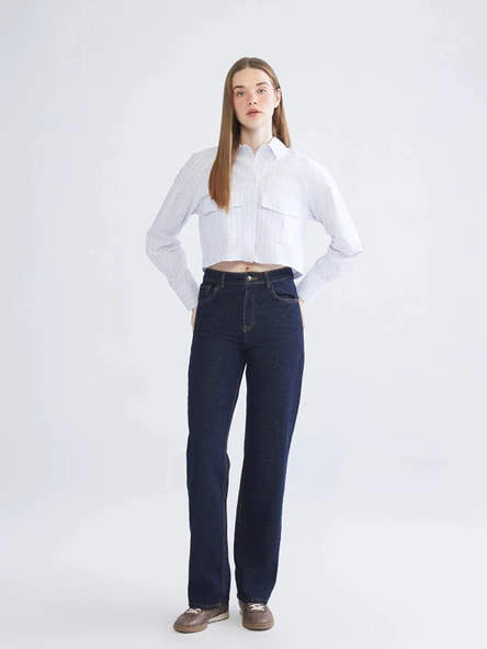 LCW Jeans Indigo Straight Fit Kadın Jean Pantolon ürün görseli 1