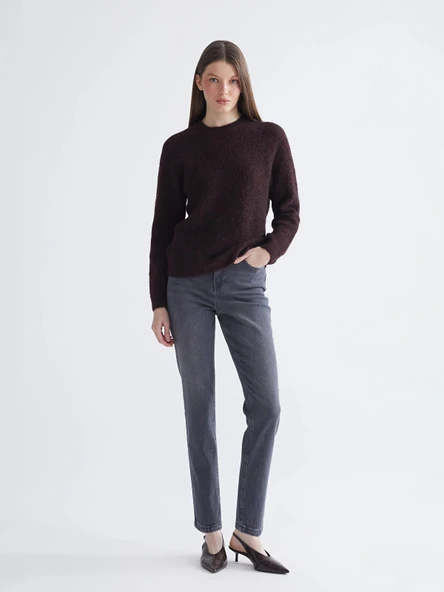 LCW Modest Gri Mom Fit Kadın Jean Pantolon ürün görseli 1