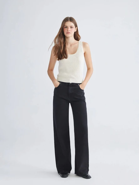 XSIDE Siyah Wideleg Kadın Jean Pantolon ürün görseli 1