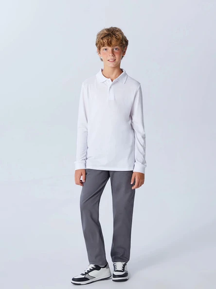 LCW Kids Gri Beli Lastikli Erkek Çocuk Okul Pantolonu ürün görseli 1