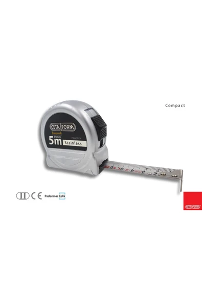 Compact 5 Metre Şerit Metre (PASLANMAZ ÇELİK) P05s-0519 ürün görseli 1
