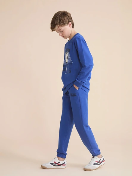 LCW Kids Mavi Beli Lastikli Erkek Çocuk Jogger Eşofman Altı ürün görseli 1