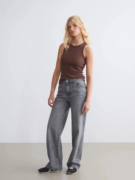 XSIDE Gri Straight Fit Kadın Jean Pantolon ürün görseli 1