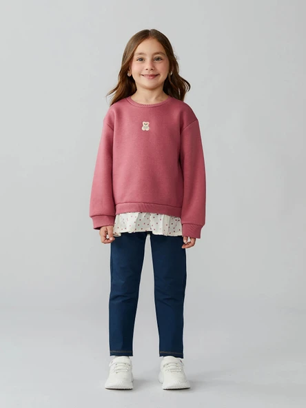 LCW Kids İndigo Beli Lastikli Kız Çocuk Tayt Pantolon ürün görseli 1