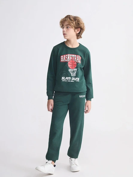 LCW Kids Yeşil Beli Lastikli Erkek Çocuk Jogger Eşofman Altı ürün görseli 1