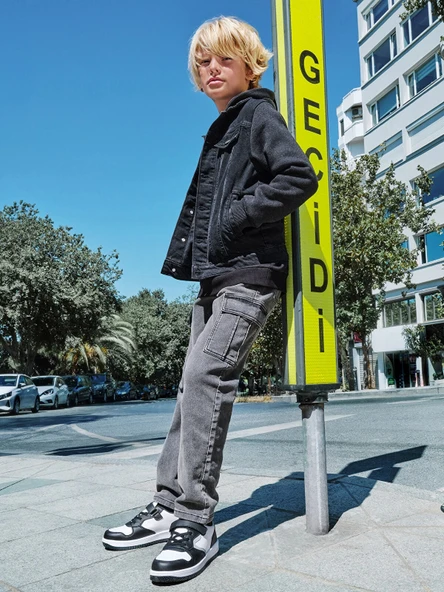 LCW Kids Antrasit Beli Lastikli Erkek Çocuk Kargo Jean Pantolon ürün görseli 1