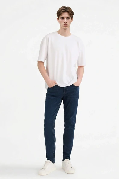 Defacto B3620AXNM83 İndigo Carlo Skinny Fit Ekstra Dar Kalıp Normal Bel Ekstra Dar Paça Jean Pantolon ürün görseli 1