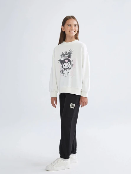 LCW Kids Siyah Beli Lastikli Kız Çocuk Jogger Eşofman Altı ürün görseli 1