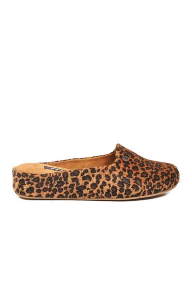 Pierre Cardin Taba Leopar Hafif Tekstil Süet Önü Kapalı Kadın Ev Terliği PC-55371 Z ürün görseli 1