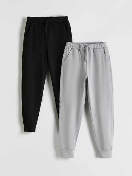 LCW Kids Siyah Beli Lastikli Erkek Çocuk Jogger Eşofman Alt 2'li ürün görseli 1
