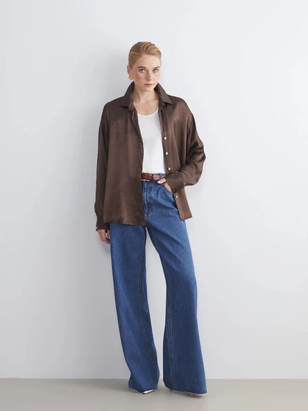 LCW Modest Indigo Wideleg Kadın Jean Pantolon ürün görseli 1