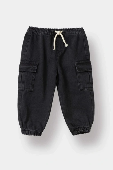 Defacto F3761A5NM36 DENIM Erkek Bebek Beli Lastikli Jogger Fit Jean Pantolon ürün görseli 1