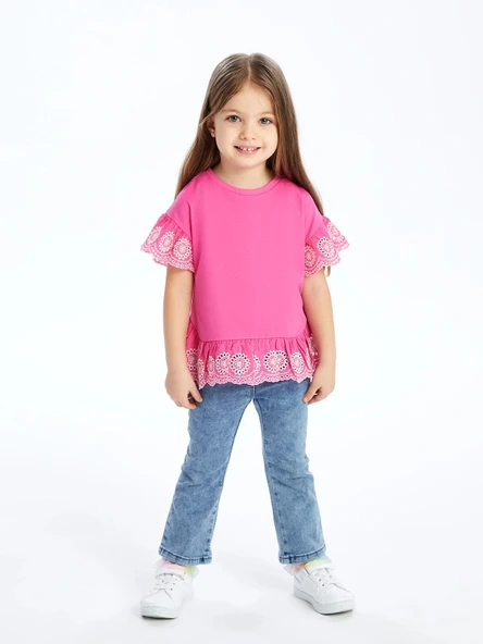 LCW Kids Mavi Beli Lastikli Basic Kız Bebek Jean Pantolon ürün görseli 1