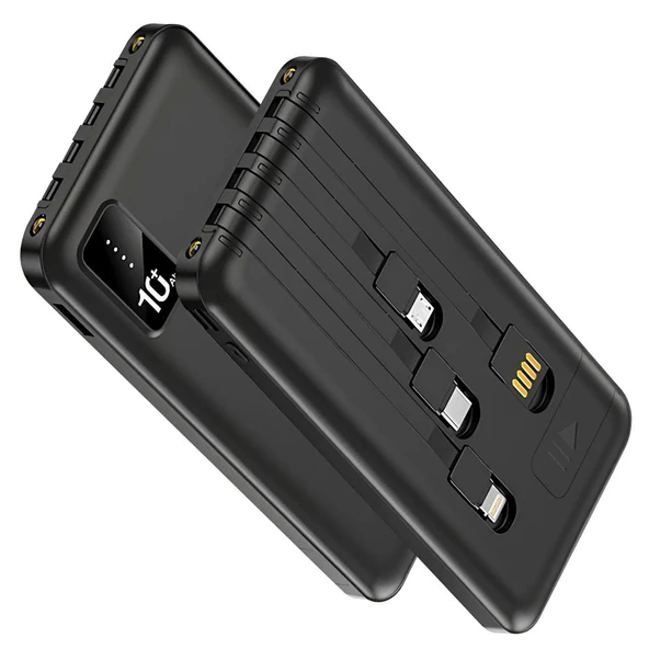 Powerway TX109 10.000Mah Kablolu Dijital Göstergeli Fenerli Powerbank Dahili Telefon Stand (MİCRO - TYPE C - LİGHTNİNG) ürün görseli 1
