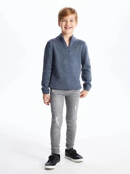 LCW Kids Gri Beli Ayarlanabilir Lastikli Erkek Çocuk Jean Pantolon ürün görseli 1