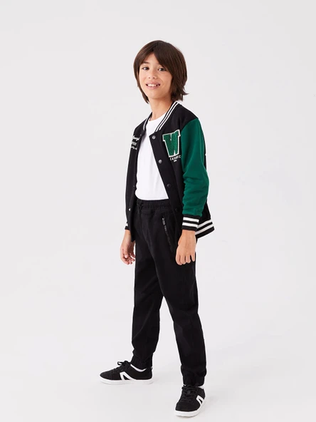 LCW Kids Siyah Rahat Kalıp Beli Lastikli Erkek Çocuk Jogger Pantolon ürün görseli 1