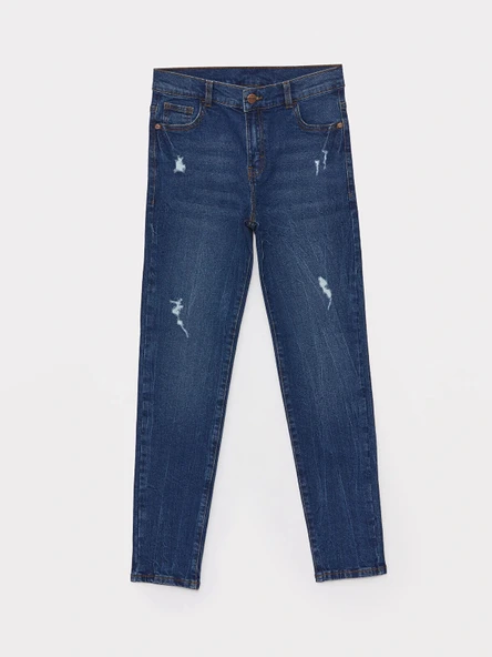 LCW Kids İndigo Beli Ayarlanabilir Lastikli Erkek Çocuk Jean Pantolon ürün görseli 1