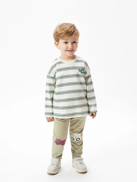LCW Kids Yeşil Beli Lastikli Nakışlı Erkek Bebek Jogger Eşofman Altı ürün görseli 1
