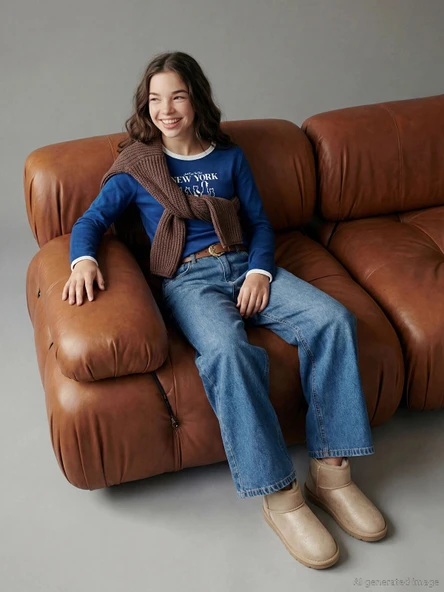 LCW Kids İndigo Wideleg Kız Çocuk Jean Pantolon ürün görseli 1