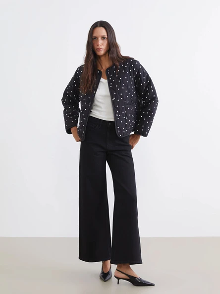 LCW Jeans Siyah Wideleg Kadın Jean Pantolon ürün görseli 1