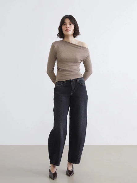 LCW Jeans Siyah Balloon Fit Kadın Jean Pantolon ürün görseli 1