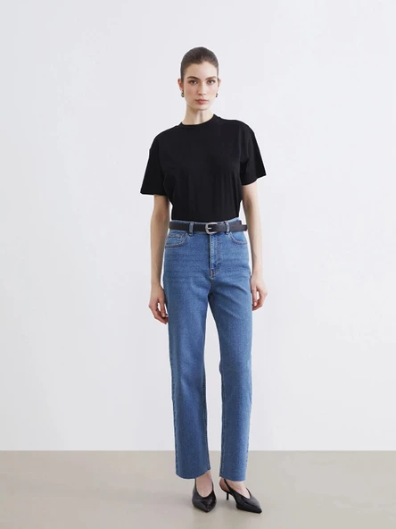 LCW Modest İndigo Straight Fit Kadın Jean Pantolon ürün görseli 1