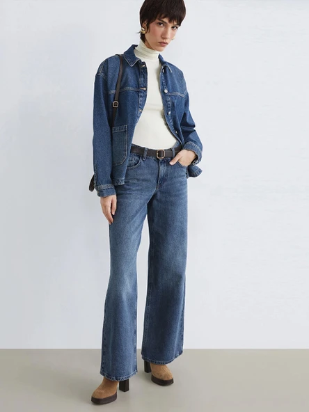 LCW Jeans İndigo Wideleg Kadın Jean Pantolon ürün görseli 1