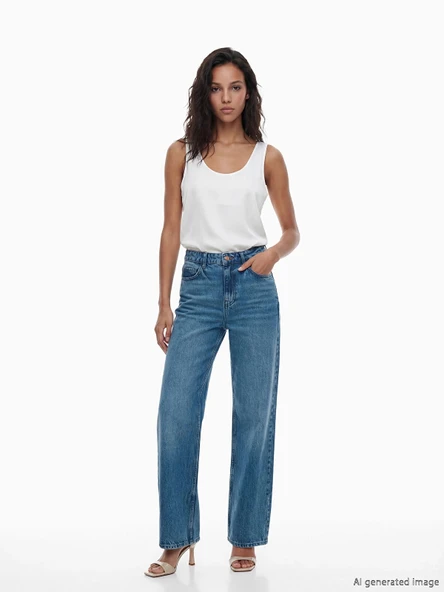 LCW Jeans İndigo Straight Fit Kadın Jean Pantolon ürün görseli 1
