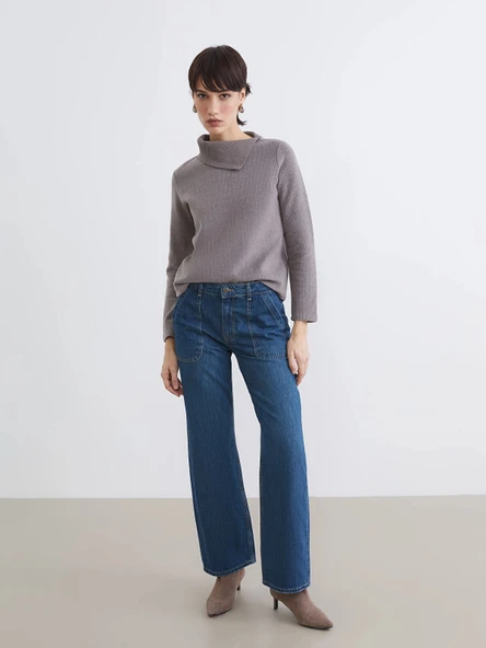 LCW Jeans İndigo Wideleg Kadın Jean Pantolon ürün görseli 1