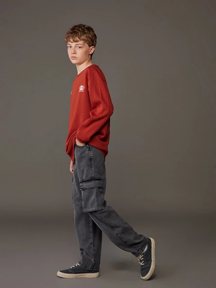 LCW Kids Antrasit Erkek Çocuk Kargo Jean Pantolon ürün görseli 1