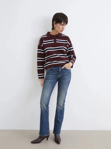 LCW Jeans İndigo Yüksek Bel Flare Kadın Jean Pantolon ürün görseli 1