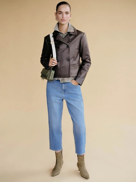 LCW STUDIO İndigo Barrel Fit Kadın Jean Pantolon ürün görseli 1