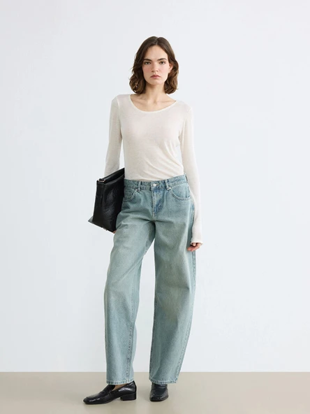 LCW Jeans İndigo Balloon Fit Kadın Jean Pantolon ürün görseli 1