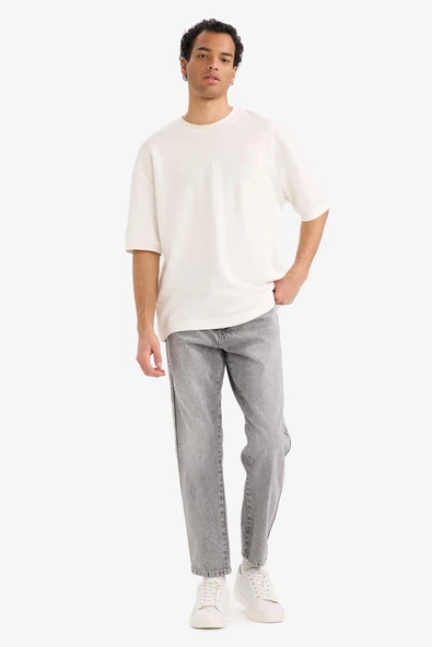 Defacto F4057AXNM18 Gri 90's Slim Fit Düz Paça Jean Pantolon ürün görseli 1
