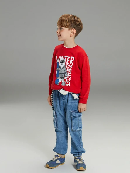 LCW Kids İndigo Beli Lastikli Erkek Çocuk Jogger Jean Pantolon ürün görseli 1