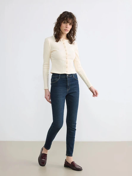 LCW Jeans İndigo Yüksek Bel Süper Skinny Fit Kadın Jean Pantolon ürün görseli 1