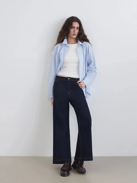 LCW Jeans İndigo Wideleg Kadın Jean Pantolon ürün görseli 1